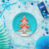 Red & Green Christmas Tree Paper Plate Pappteller (Party)