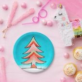Red & Green Christmas Tree Paper Plate Pappteller (Party)