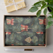 Red Green Christmas Trees Gold Ornaments Seidenpapier (Geschenk)