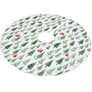 Red Green Christmas Trees Polyester Weihnachtsbaumdecke