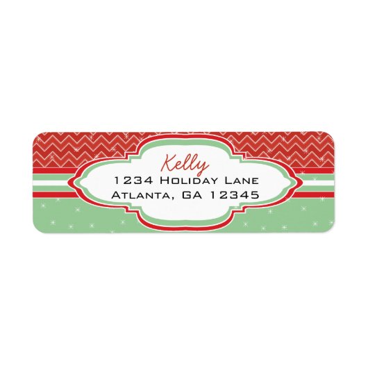 Red Green Christmas Zickzack Pattern Rücksendeadre (Vorne)