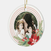 Red Green Circle Weihnachts-Foto Poinsettia Floral Keramik Ornament (Links)