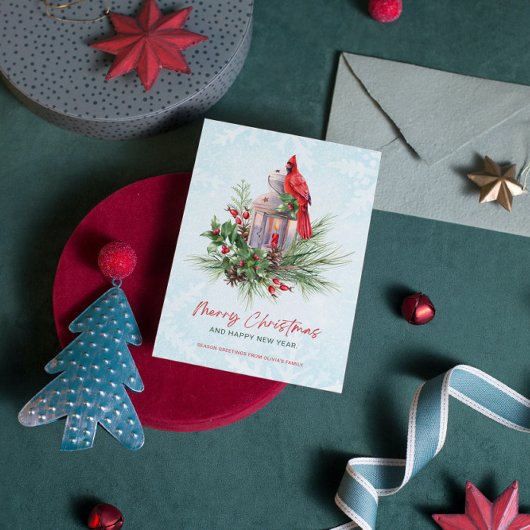 Red Green Classic Kardinal Bird Frohe Weihnachten Einladung