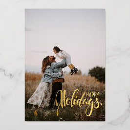 Red & Green Classic Karierte "Christmas Vibes" Cus Folien Feiertagskarte