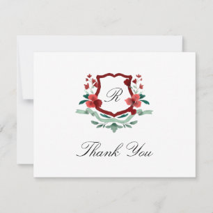 Red & Green Classic Weihnachts-Wappen Vielen Dank Dankeskarte