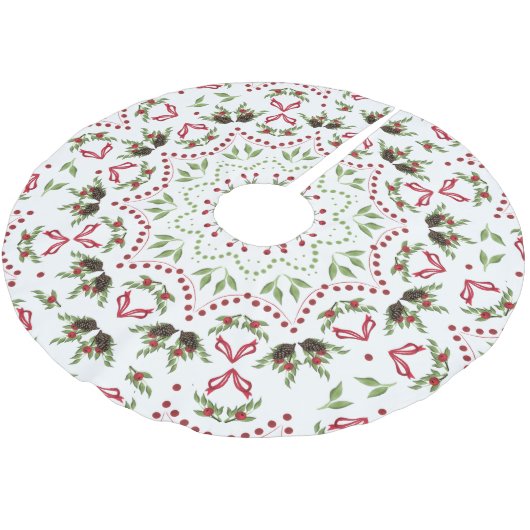 Red Green Classic Weihnachtsmuster Polyester Weihnachtsbaumdecke (Schrägansicht)