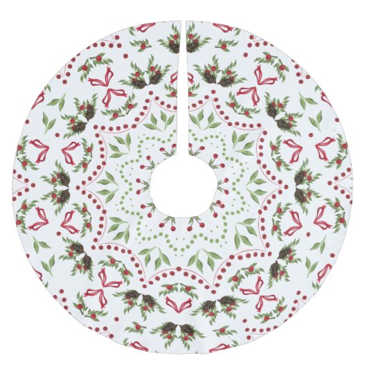 Red Green Classic Weihnachtsmuster Polyester Weihnachtsbaumdecke (Vorderseite)