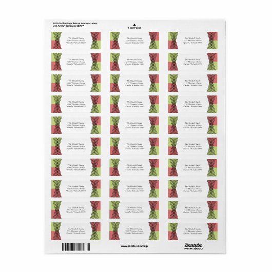 Red Green Colorful Deko Address Labels (Vorne)