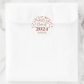 Red Green Confetti Abschluss 2024 Runder Aufkleber (Tasche)