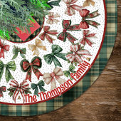 Red Green coquette bows custom christmas Polyester Weihnachtsbaumdecke