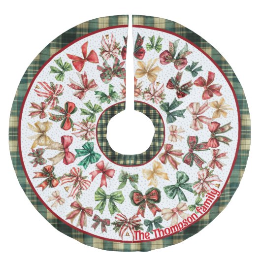Red Green coquette bows custom christmas Polyester Weihnachtsbaumdecke (Vorderseite)