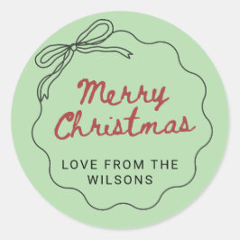 Red Green Coquette Retro Bow Christmas Holiday  Runder Aufkleber
