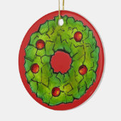 Red Green Cornflake Holly Wreath Weihnachtskeks Keramik Ornament (Links)