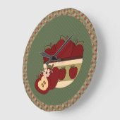 Red & Green Country Apples Round Wall Clock Große Wanduhr (Winkel)