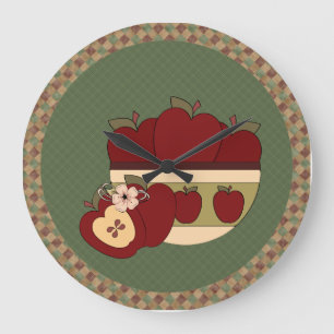 Red & Green Country Apples Round Wall Clock Große Wanduhr