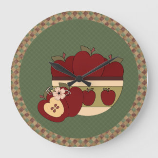 Red & Green Country Apples Round Wall Clock Große Wanduhr