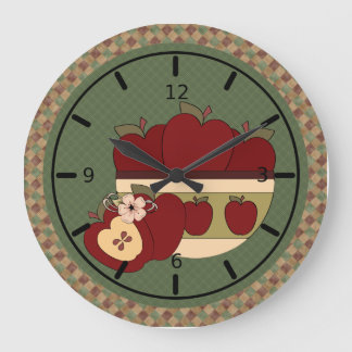 Red & Green Country Apples Round Wallclock Große Wanduhr