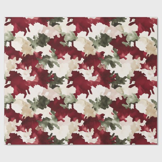 Red Green Cream Camo Geschenkpapier (Flach)