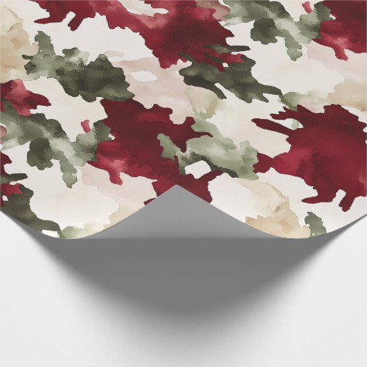 Red Green Cream Camo Geschenkpapier (Ecke)