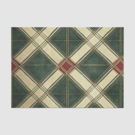 RED GREEN CREAM HOLIDAY DIAMOND PATTERN SEIDENPAPIER
