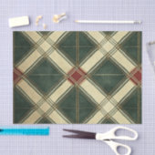 RED GREEN CREAM HOLIDAY DIAMOND PATTERN SEIDENPAPIER (Handwerk)