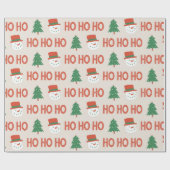 Red Green Cream Playful Modern Snowman Tree Geschenkpapier (Flach)