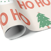Red Green Cream Playful Modern Snowman Tree Geschenkpapier (Rolleneckpunkt)