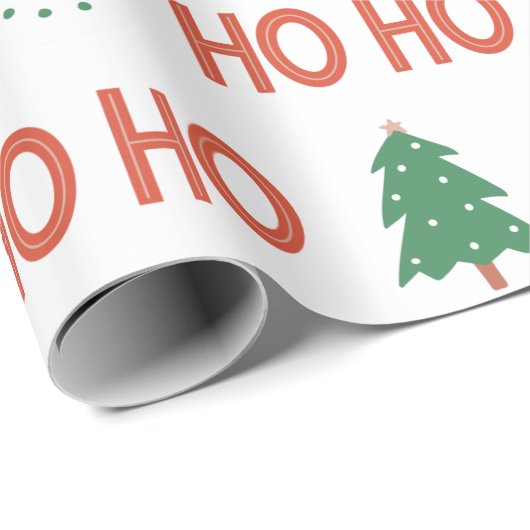 Red Green Cream Playful Modern Tree Weihnachten Geschenkpapier (Rolleneckpunkt)