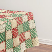 Red Green Cream Rustic Plaid Patchwork Quilt Look Tischdecke (Beispiel)