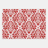 Red Green Damask Pattern Christmas Geschenkpapier Set (Vorderseite 3)