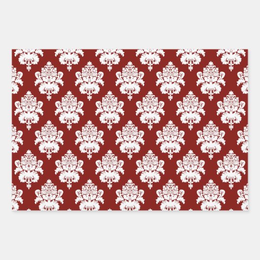 Red Green Damask Pattern Christmas Geschenkpapier Set (Vorderseite 2)