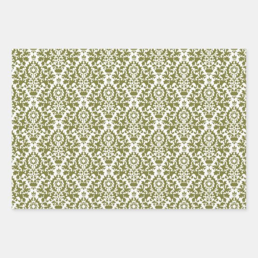 Red Green Damask Pattern Christmas Geschenkpapier Set (Vorderseite)