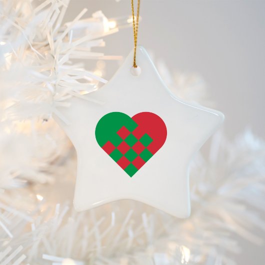 Red Green Danish Heart Keramik Ornament