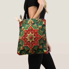 Red Green Decorative Christmas Holiday Tote Bag Tasche