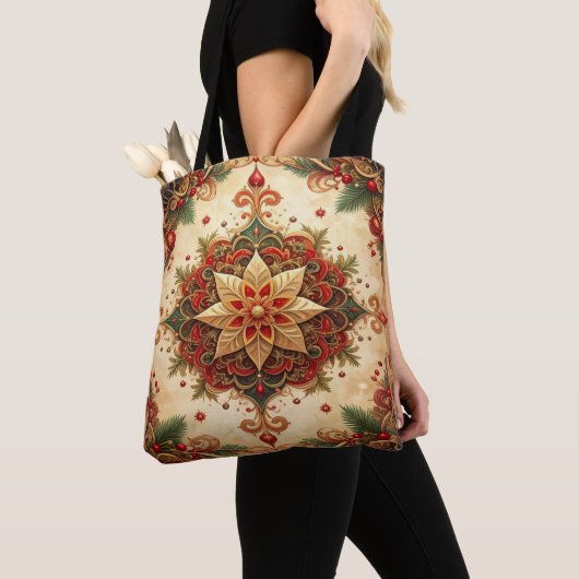Red Green Decorative Christmas Holiday Tote Bag Tasche (Von Nahem)