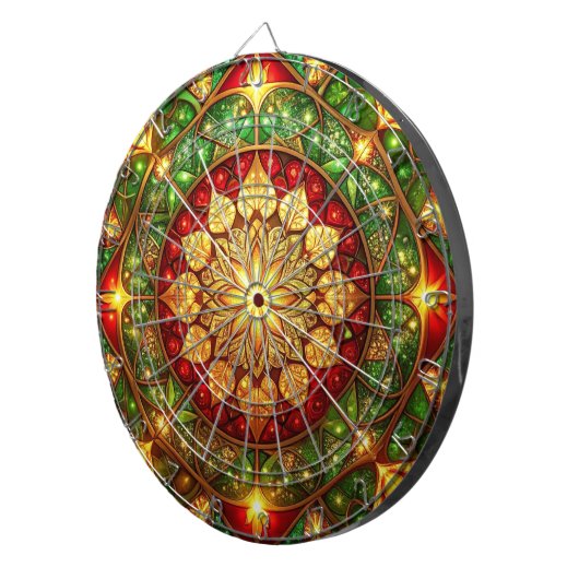 Red Green Decorative Floral Dartboard Dartscheibe (Vorderseite rechts)