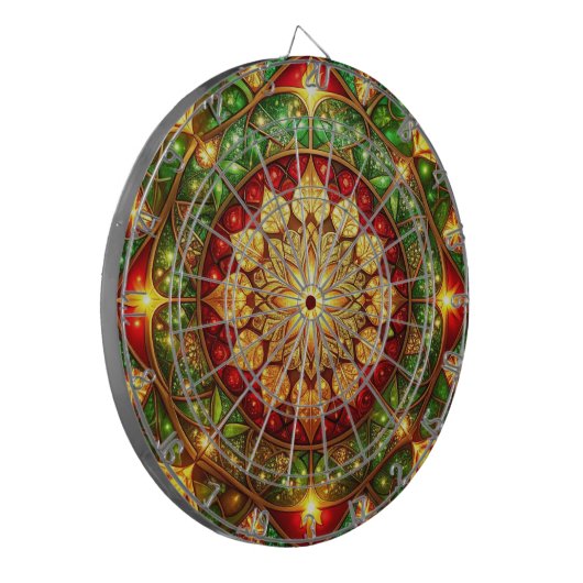 Red Green Decorative Floral Dartboard Dartscheibe (Vorderseite Links)