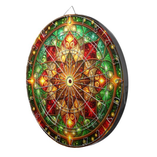 Red Green Decorative Floral Dartboard Dartscheibe (Vorderseite rechts)