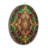 Red Green Decorative Floral Dartboard Dartscheibe (Vorderseite Links)