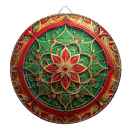 Red Green Decorative Floral Dartboard Dartscheibe