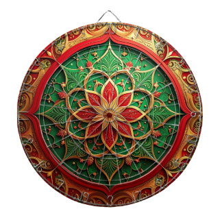 Red Green Decorative Floral Dartboard Dartscheibe