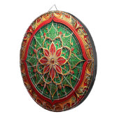 Red Green Decorative Floral Dartboard Dartscheibe (Vorderseite rechts)