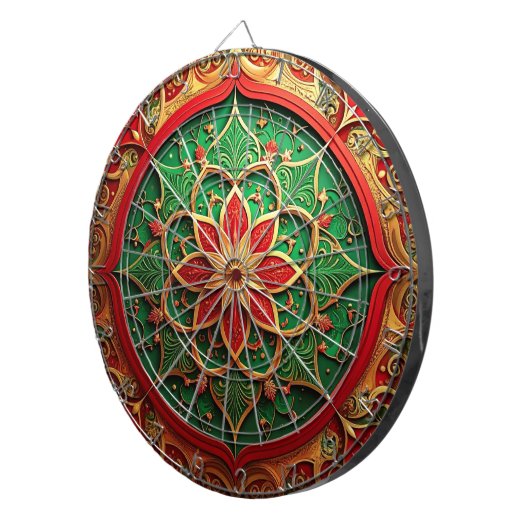 Red Green Decorative Floral Dartboard Dartscheibe (Vorderseite rechts)
