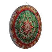 Red Green Decorative Floral Dartboard Dartscheibe (Vorderseite Links)