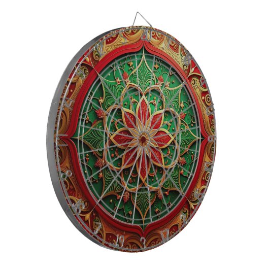 Red Green Decorative Floral Dartboard Dartscheibe (Vorderseite Links)