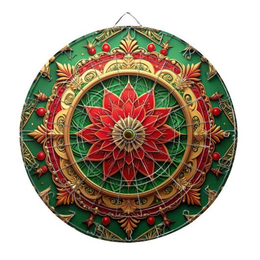 Red Green Decorative Floral Dartboard Dartscheibe (vorne)