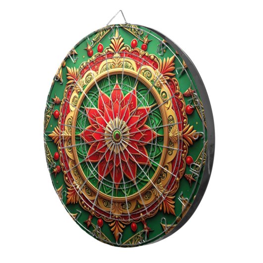 Red Green Decorative Floral Dartboard Dartscheibe (Vorderseite rechts)