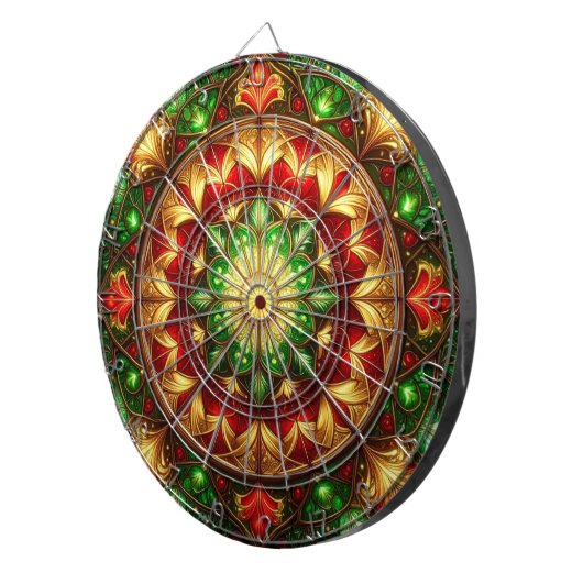Red Green Decorative Floral Dartboard Dartscheibe (Vorderseite rechts)