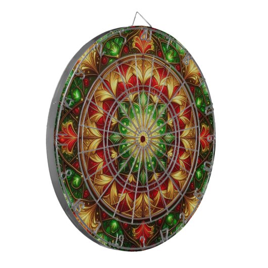 Red Green Decorative Floral Dartboard Dartscheibe (Vorderseite Links)