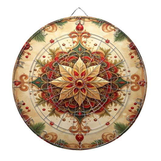 Red Green Decorative Floral Dartboard Dartscheibe (vorne)